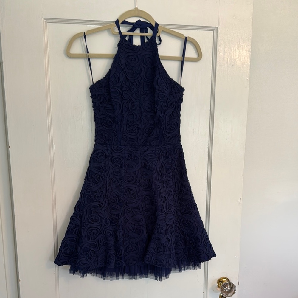 BCBG Maxazria - size 0 - Navy Halter Neck Dress - worn once